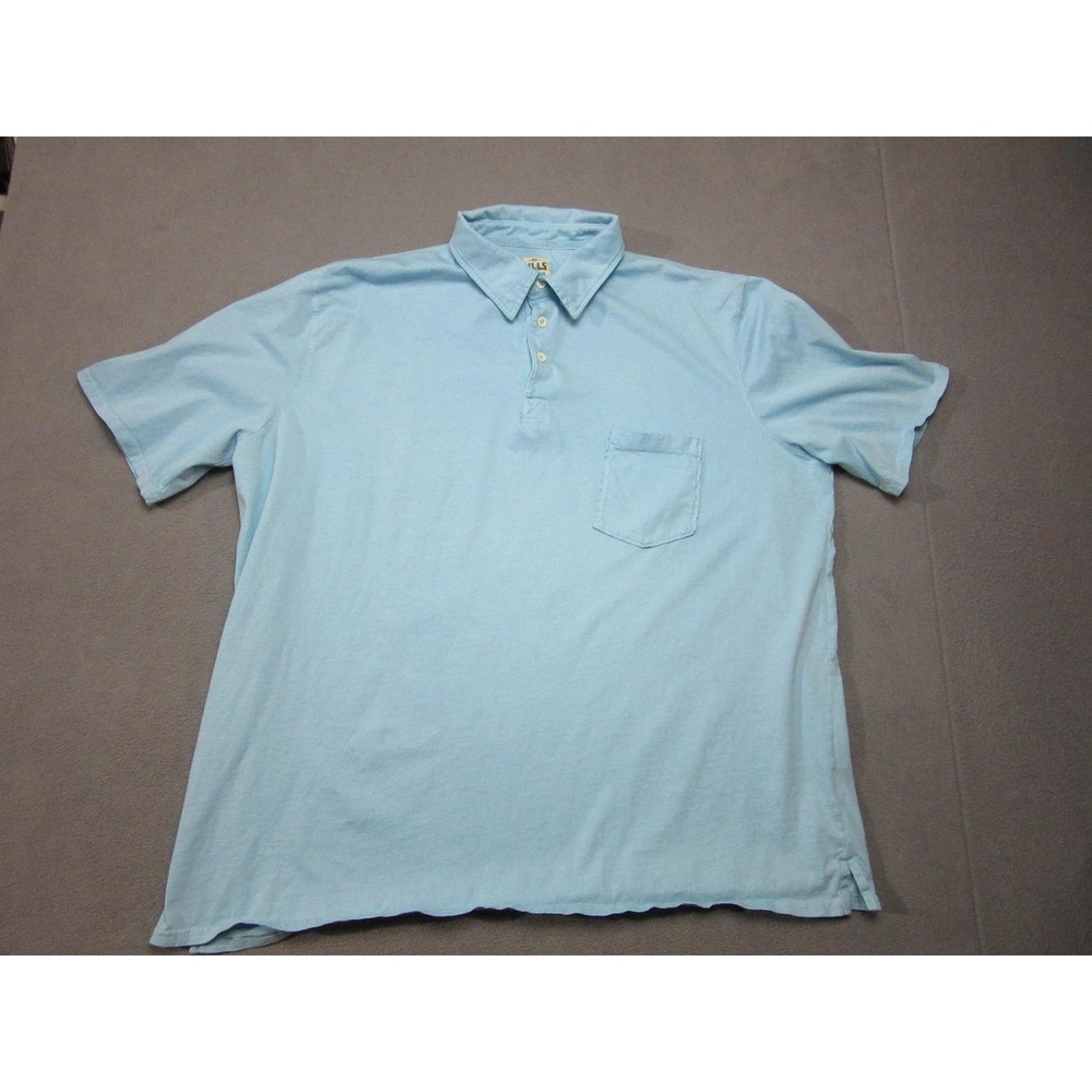 Bills Khakis Polo Shirt Mens 2XL Blue Cotton Pocket Standard Fit Made In USA